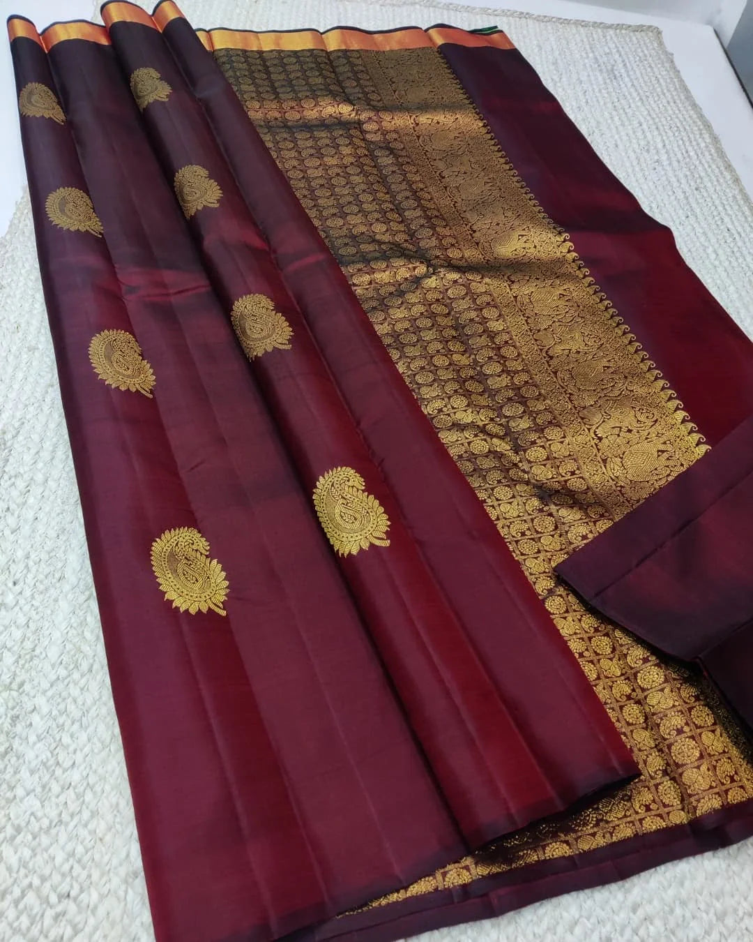 Nebula Wine Soft Banarasi Silk Saree With Embellished Blouse Piece
