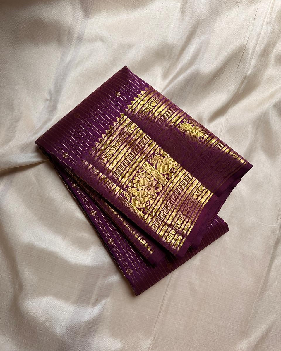 Deserving Purple Soft Banarasi Silk Saree With Engaging Blouse Piece