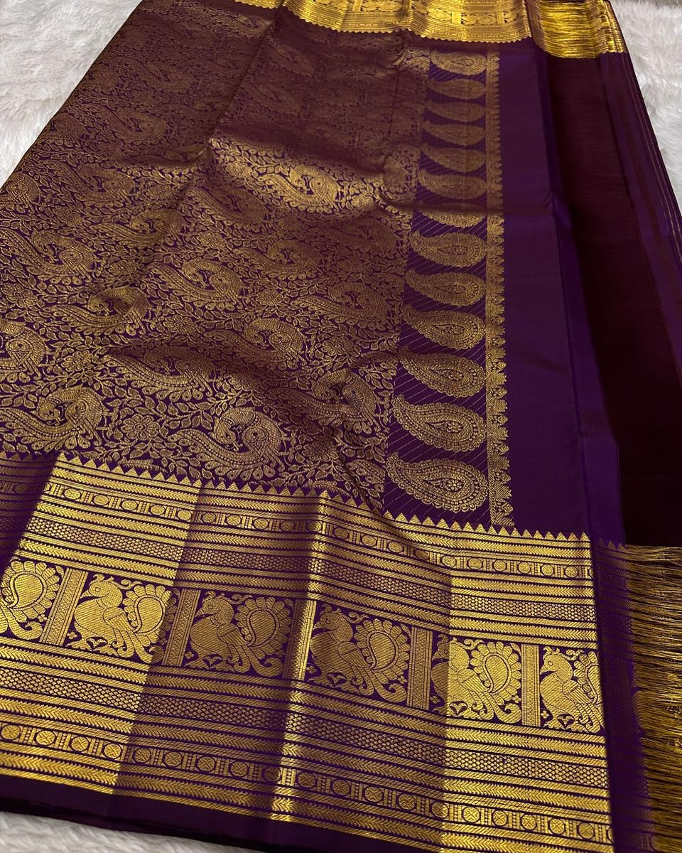Deserving Purple Soft Banarasi Silk Saree With Engaging Blouse Piece