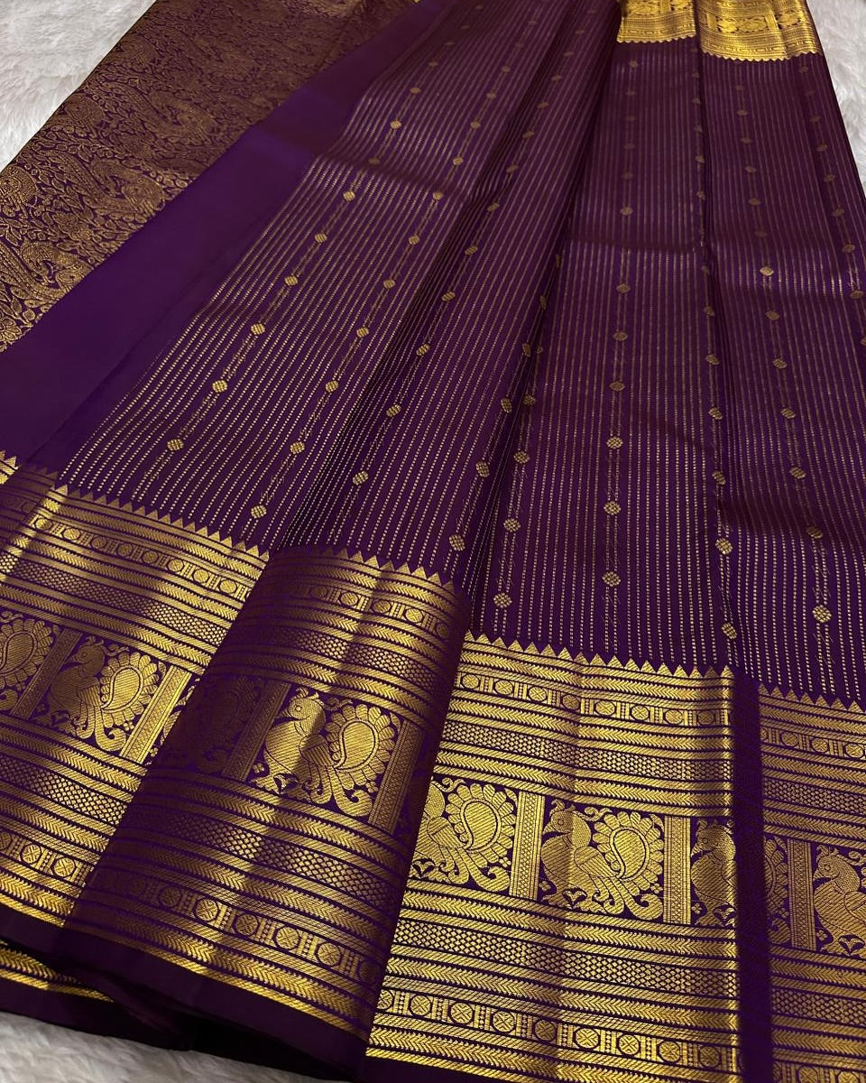 Deserving Purple Soft Banarasi Silk Saree With Engaging Blouse Piece