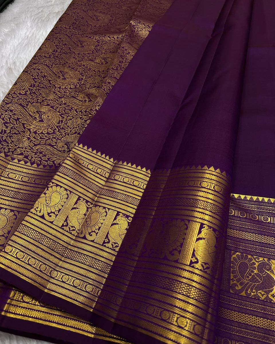 Deserving Purple Soft Banarasi Silk Saree With Engaging Blouse Piece
