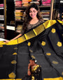 Pleasurable Black Soft Banarasi Silk Saree With Mellifluous Blouse Piece