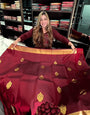 Breathtaking Maroon Soft Banarasi Silk Saree With Exquisite Blouse Piece