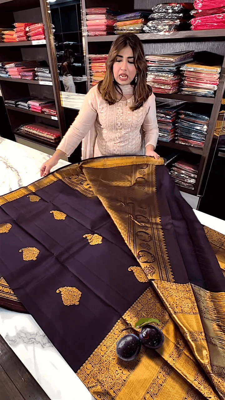 Snappy Purple Soft Banarasi Silk Saree With Blissful Blouse Piece