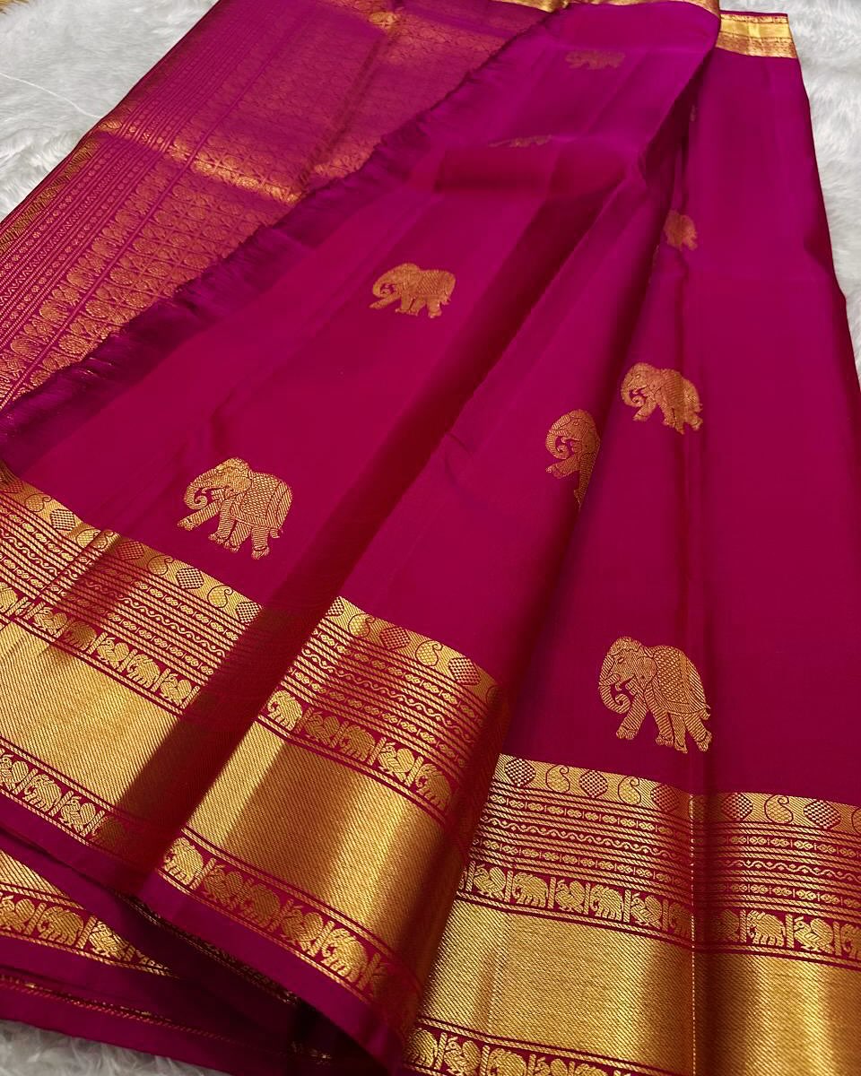 Chatoyant Dark Pink Soft Banarasi Silk Saree With Incredible Blouse Piece
