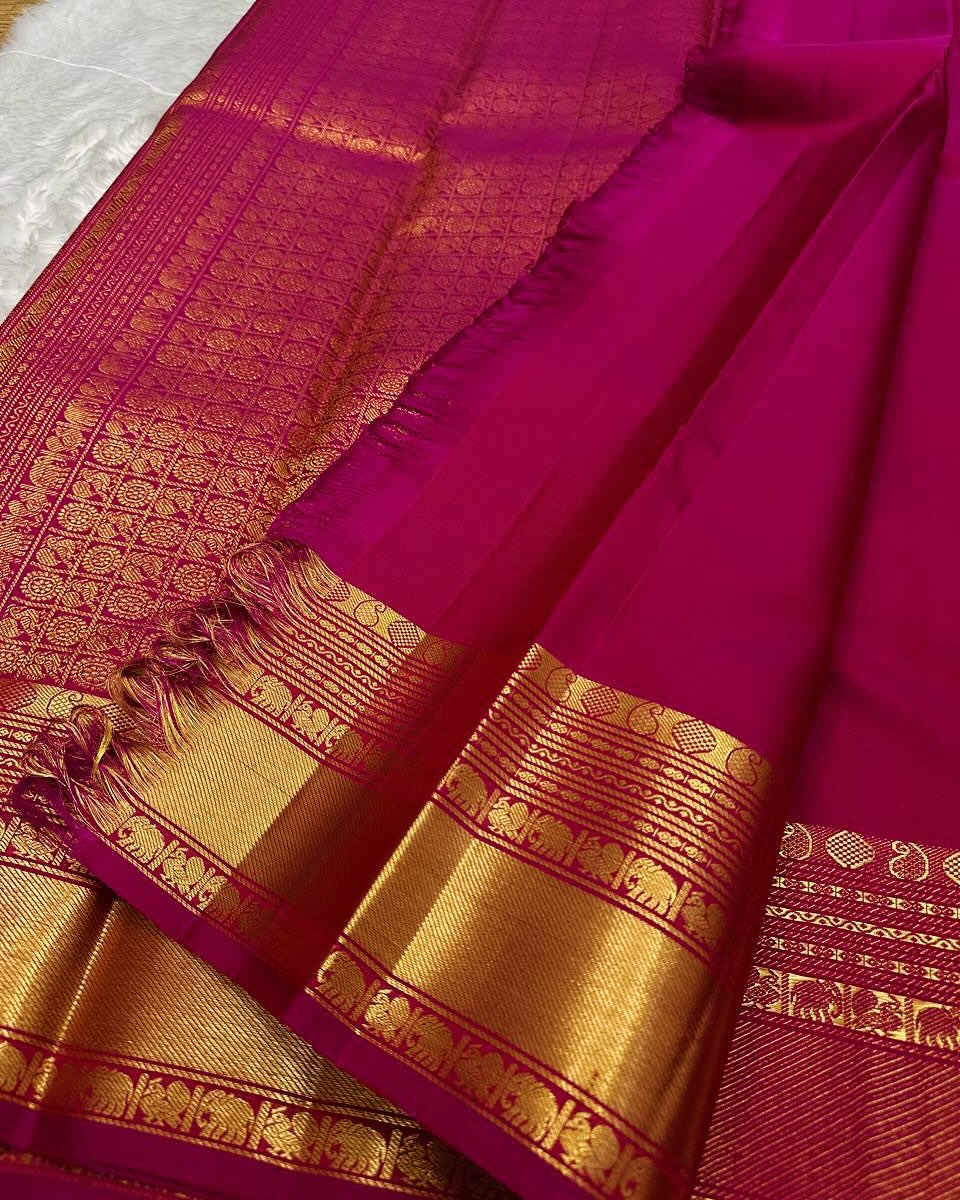 Chatoyant Dark Pink Soft Banarasi Silk Saree With Incredible Blouse Piece