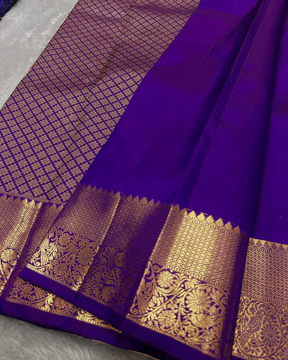 Ratatouille Royal Blue Soft Banarasi Silk Saree With Radiant Blouse Piece