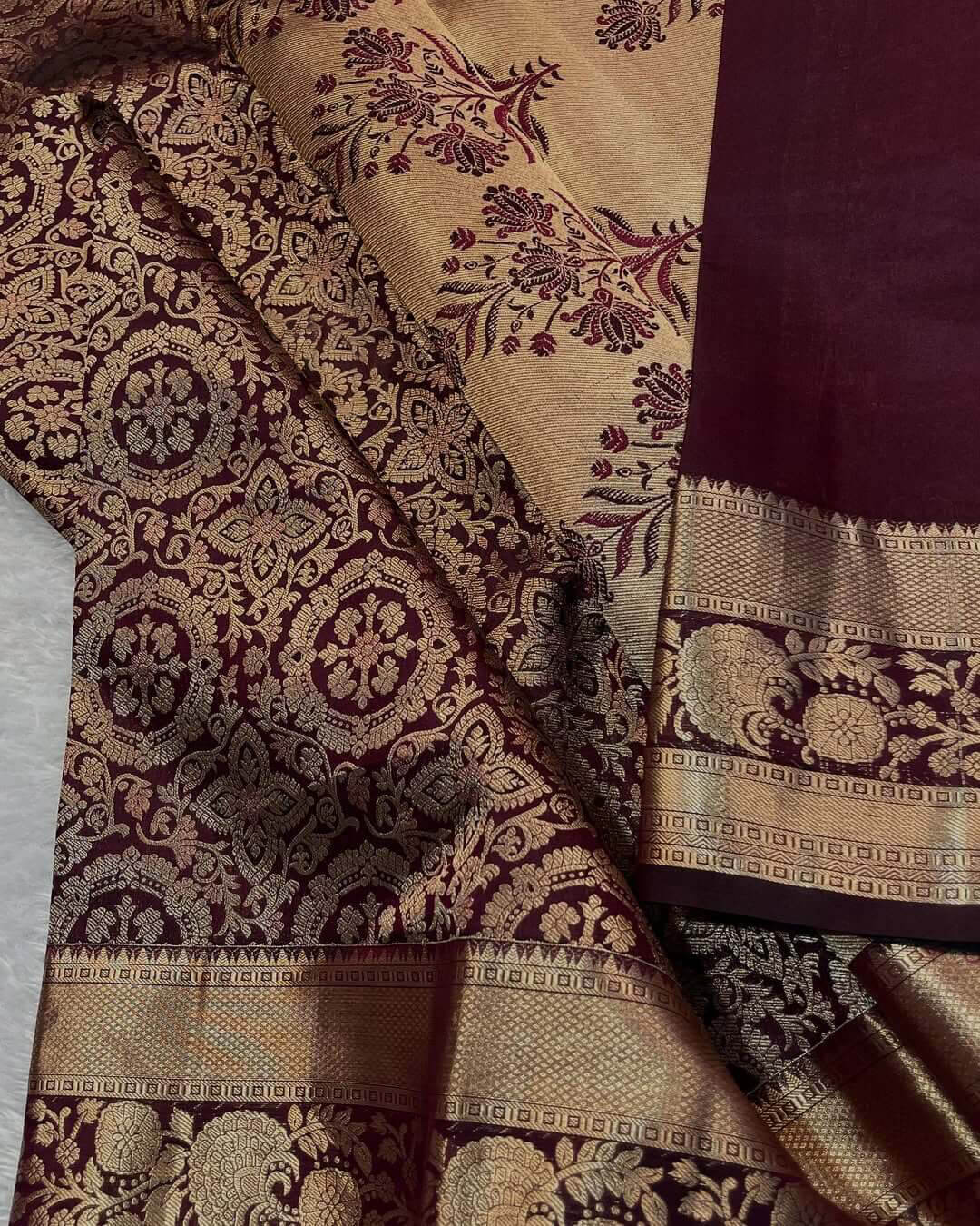 Classic Wine Soft Banarasi Silk Saree With Lissome Blouse Piece