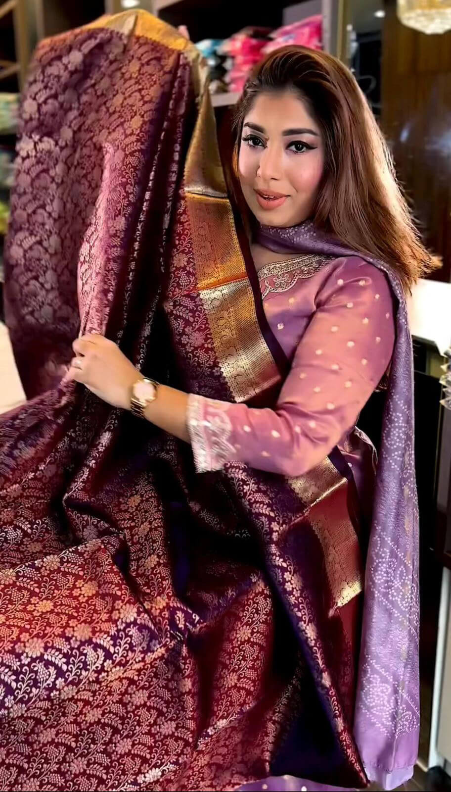 Deserving Purple Soft Banarasi Silk Saree With Allure Blouse Piece
