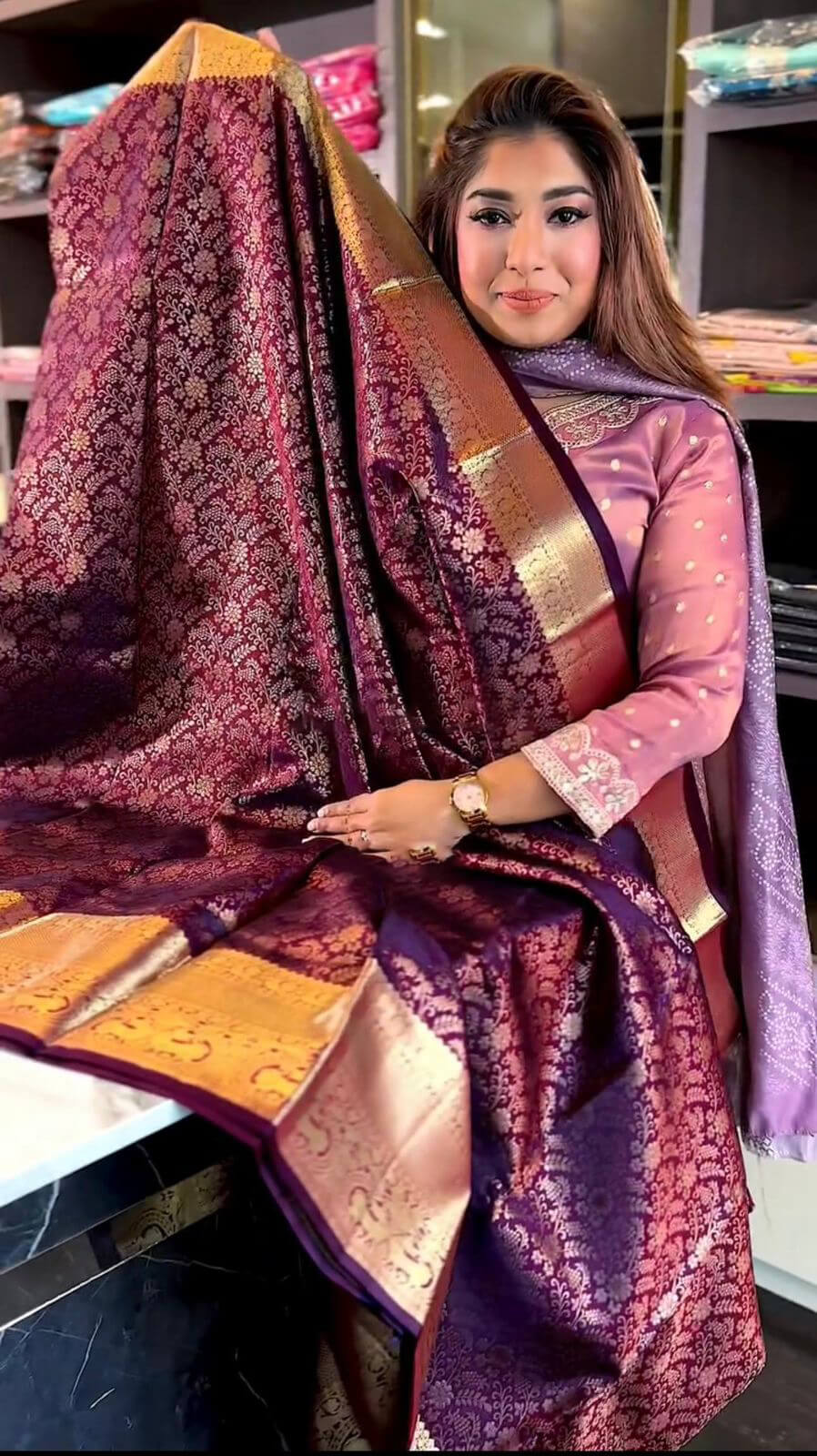 Deserving Purple Soft Banarasi Silk Saree With Allure Blouse Piece