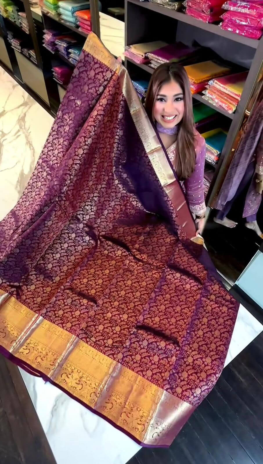 Deserving Purple Soft Banarasi Silk Saree With Allure Blouse Piece