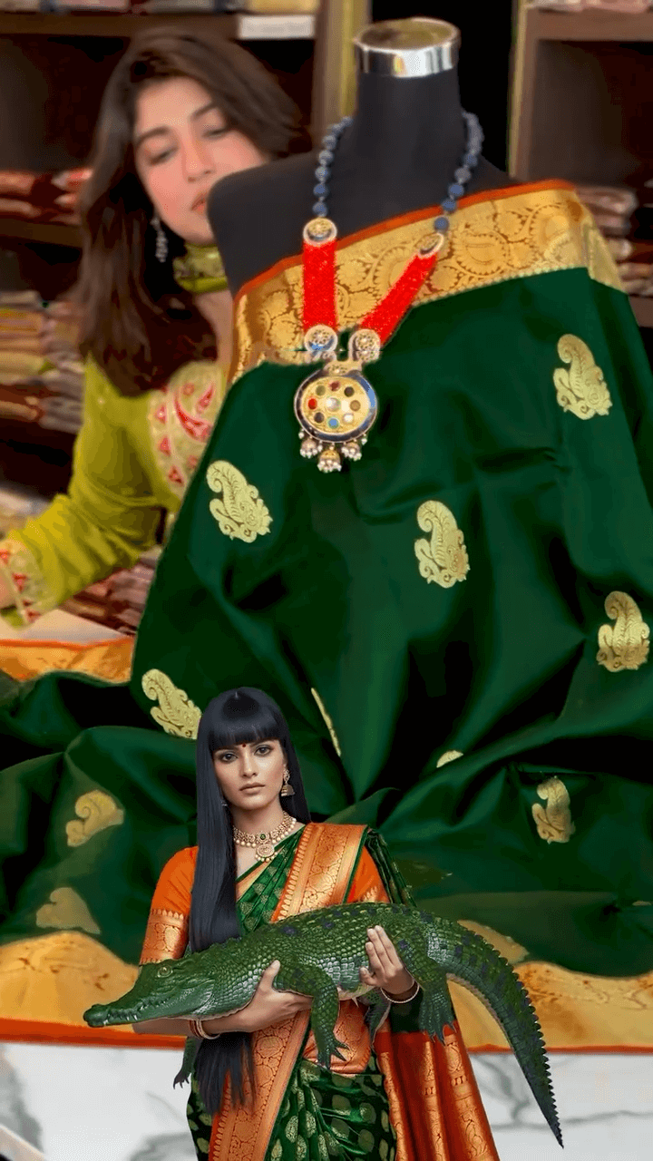 Fairytale Dark Green Soft Banarasi Silk Saree With Amiable Blouse Piece