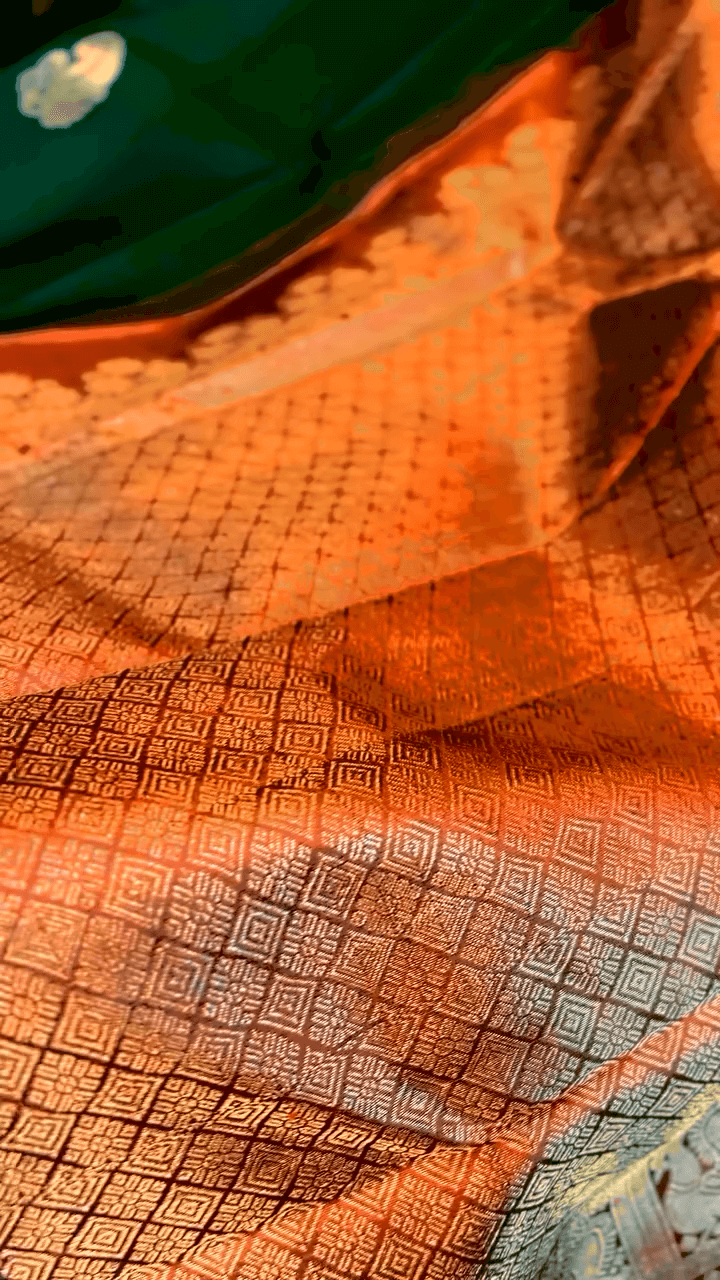 Fairytale Dark Green Soft Banarasi Silk Saree With Amiable Blouse Piece