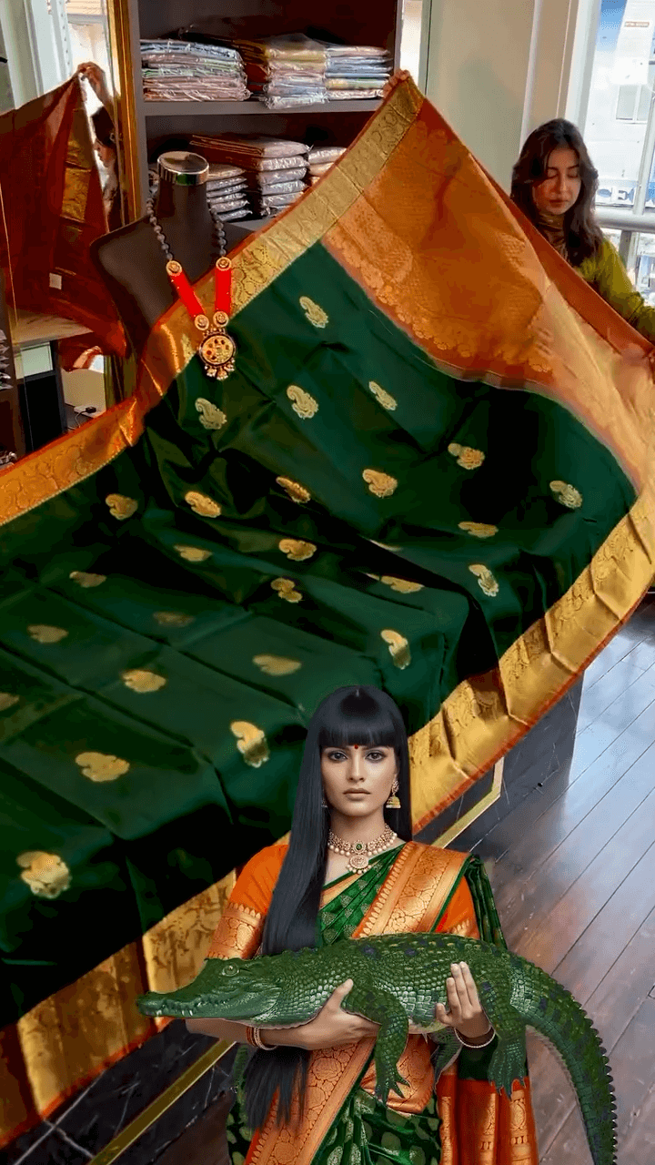 Fairytale Dark Green Soft Banarasi Silk Saree With Amiable Blouse Piece