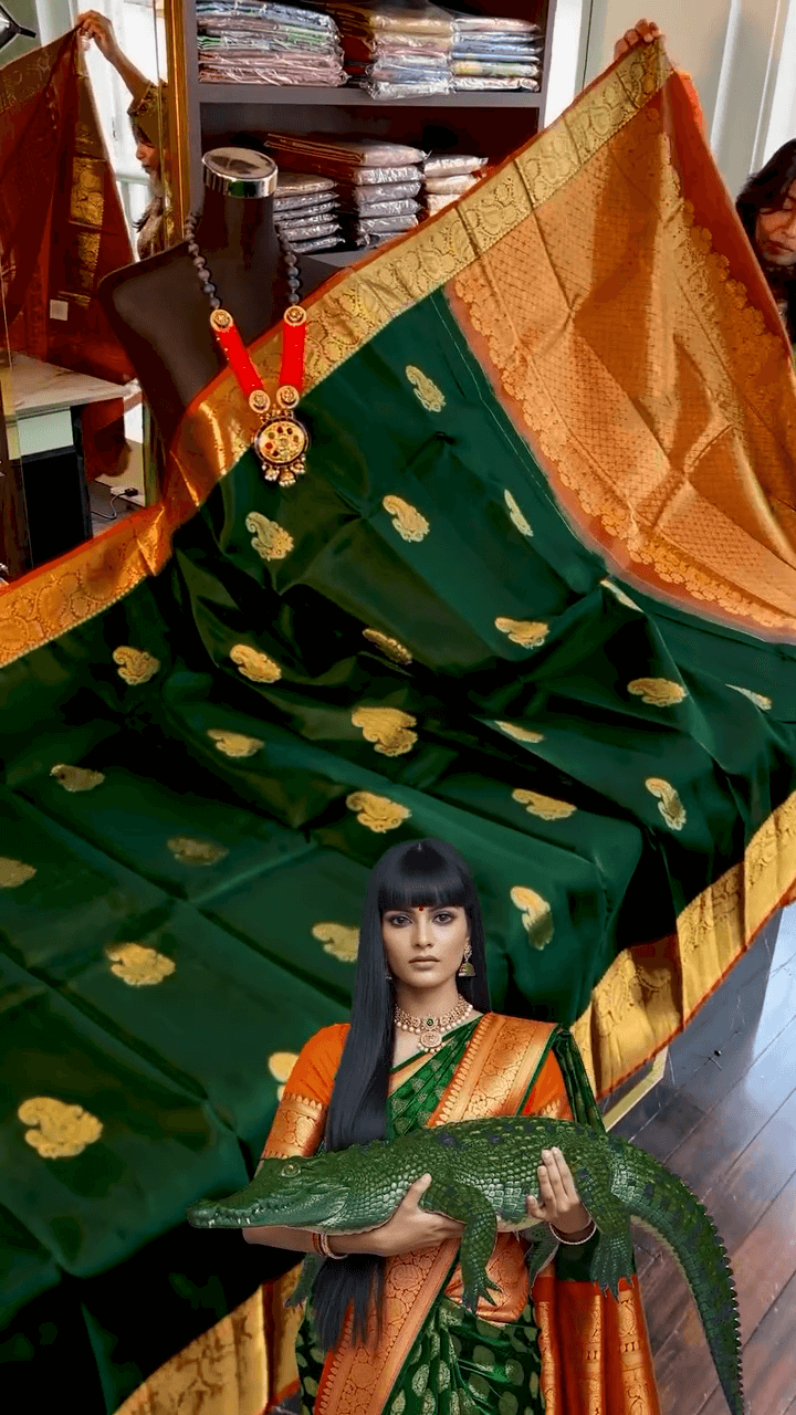 Fairytale Dark Green Soft Banarasi Silk Saree With Amiable Blouse Piece