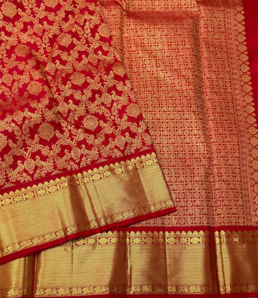 Resplendent Red Soft Banarasi Silk Saree With Invaluable Blouse Piece