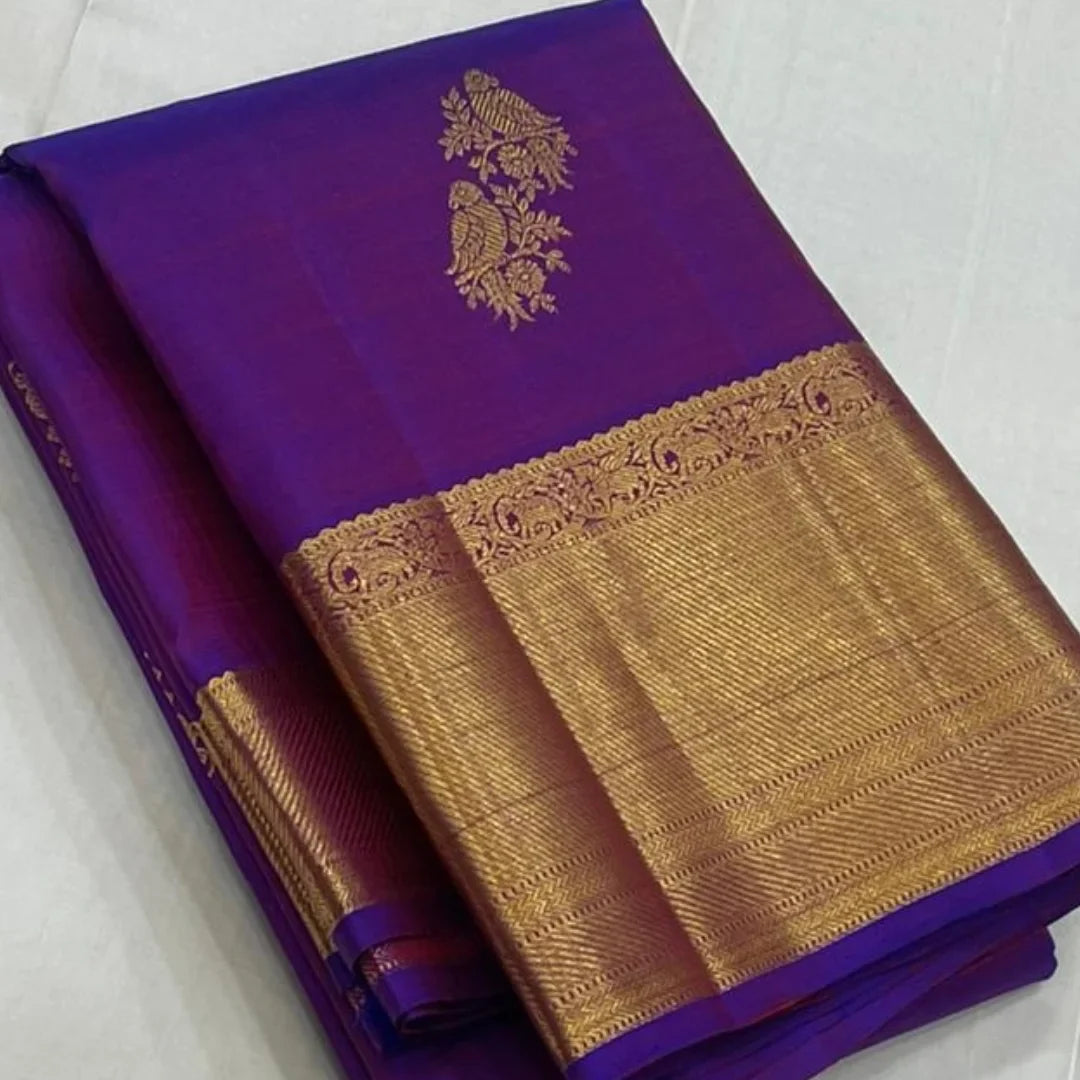 Scrumptious Purple Soft Banarasi Silk Saree With Wonderful Blouse Piece