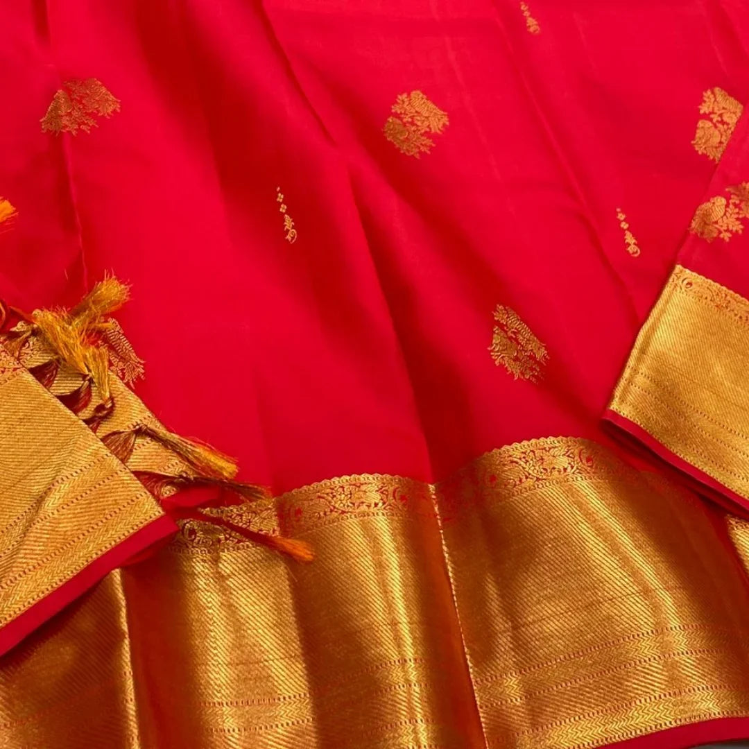 Charming Red Soft Banarasi Silk Saree With Forbearance Blouse Piece