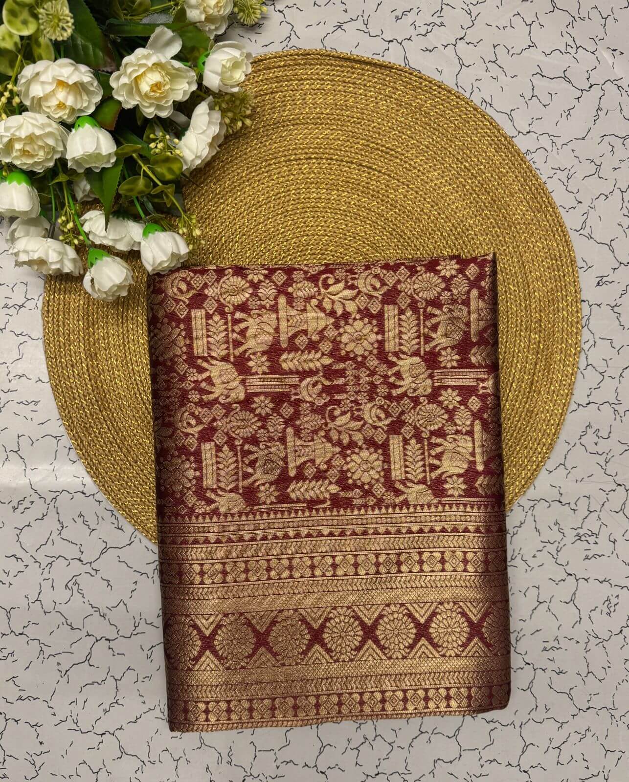 Appealing Wine Soft Banarasi Silk Saree With Assemblage Blouse Piece