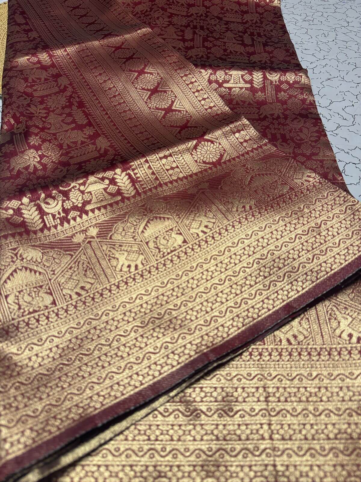 Appealing Wine Soft Banarasi Silk Saree With Assemblage Blouse Piece