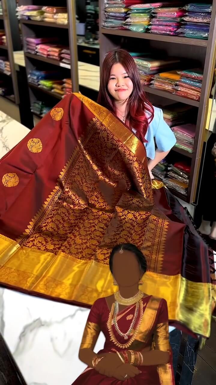 Fairytale Maroon Soft Banarasi Silk Saree With Desiring Blouse Piece