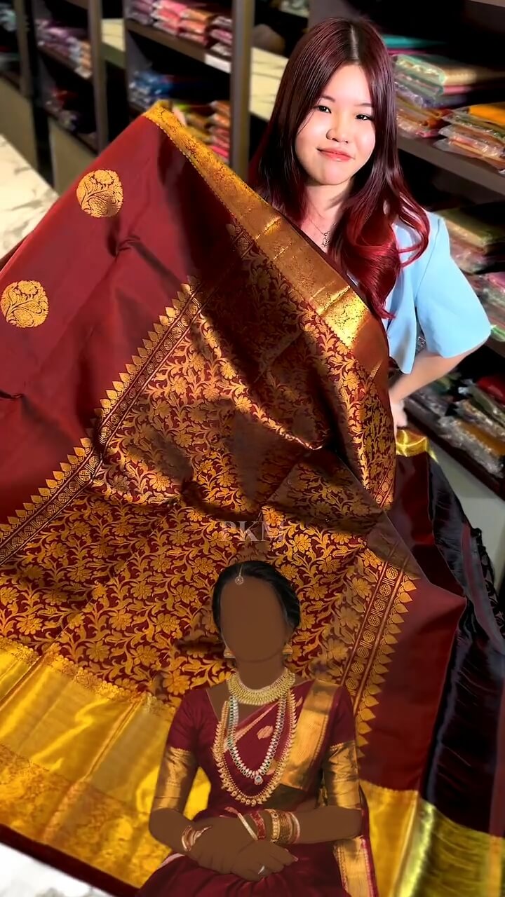 Fairytale Maroon Soft Banarasi Silk Saree With Desiring Blouse Piece