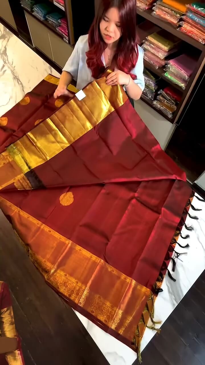 Fairytale Maroon Soft Banarasi Silk Saree With Desiring Blouse Piece