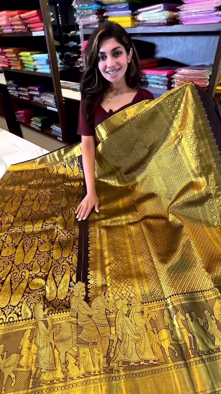 Alluring Brown Soft Banarasi Silk Saree With Deserving Blouse Piece