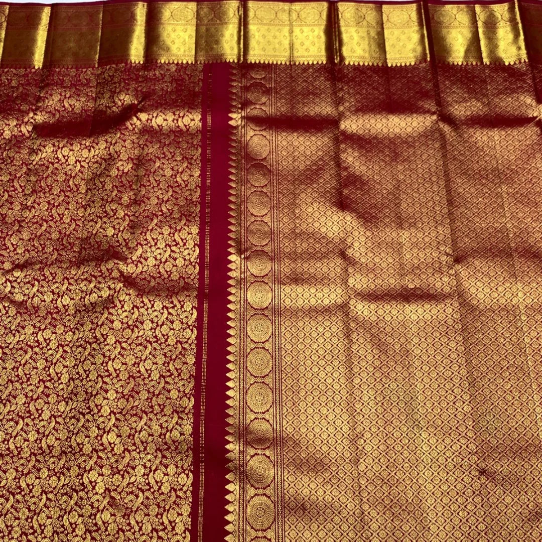 Nebula Red Soft Banarasi Silk Saree With Dalliance Blouse Piece