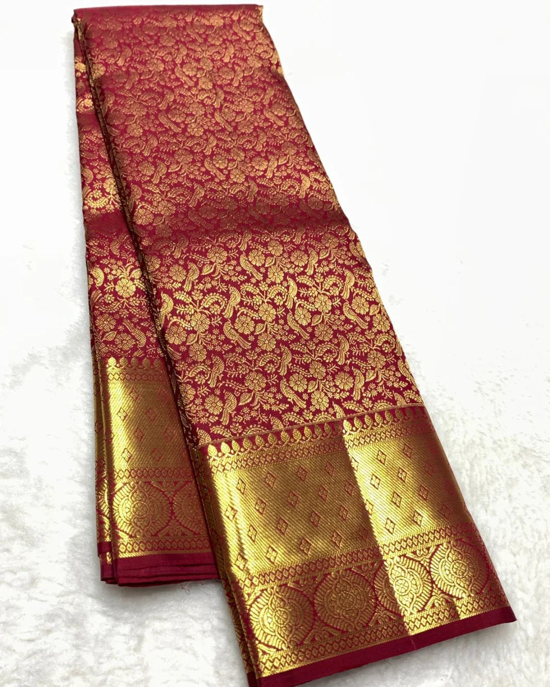 Nebula Red Soft Banarasi Silk Saree With Dalliance Blouse Piece