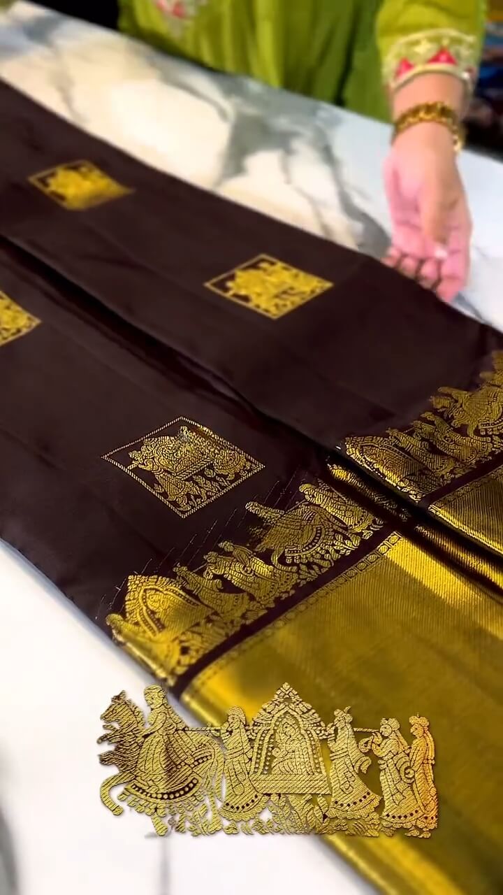 Flattering Brown Soft Banarasi Silk Saree With Delectable Blouse Piece
