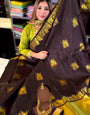Flattering Brown Soft Banarasi Silk Saree With Delectable Blouse Piece