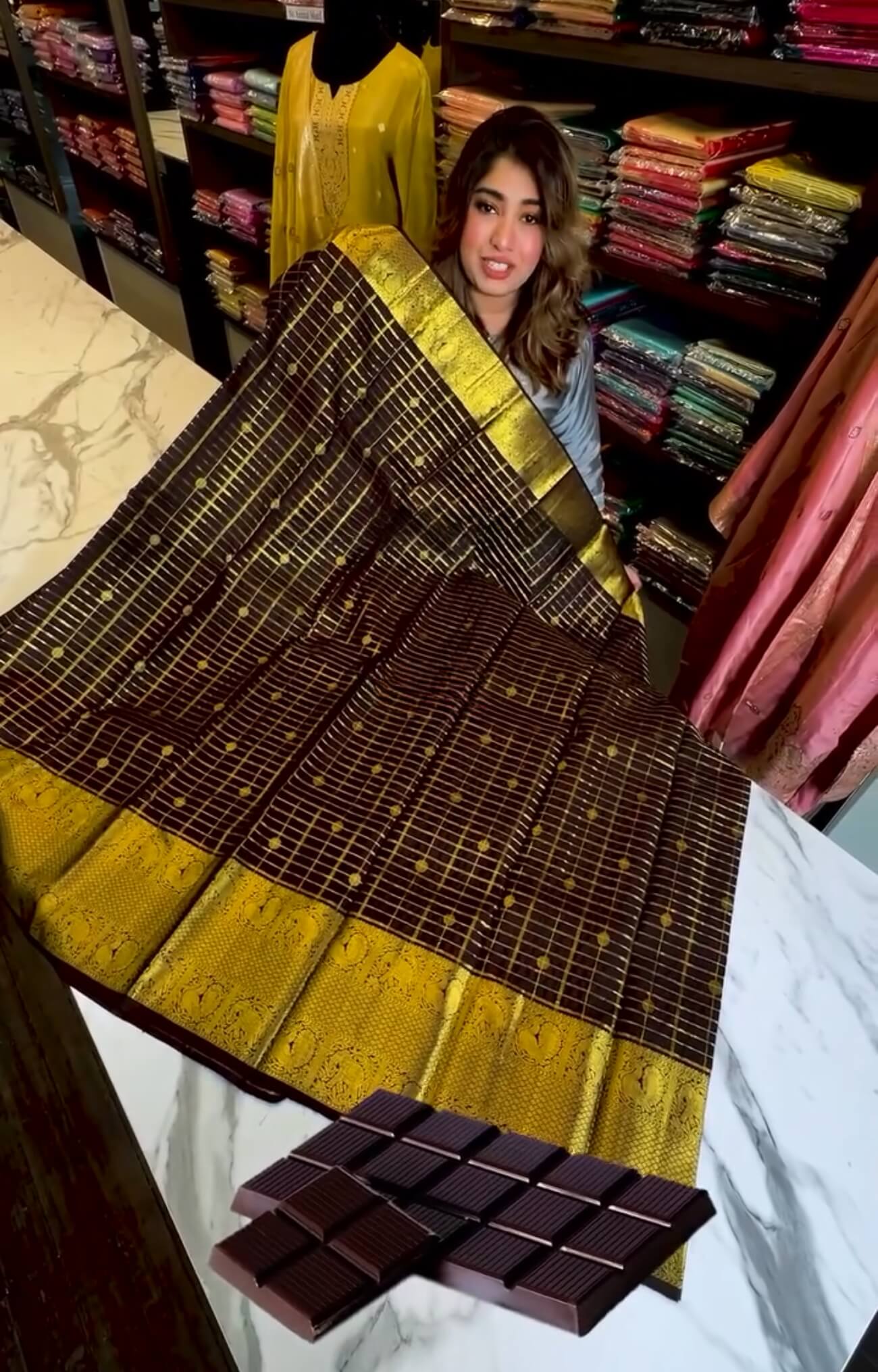 Lustrous Brown Soft Banarasi Silk Saree With Hypnotic Blouse Piece