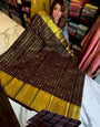 Lustrous Brown Soft Banarasi Silk Saree With Hypnotic Blouse Piece