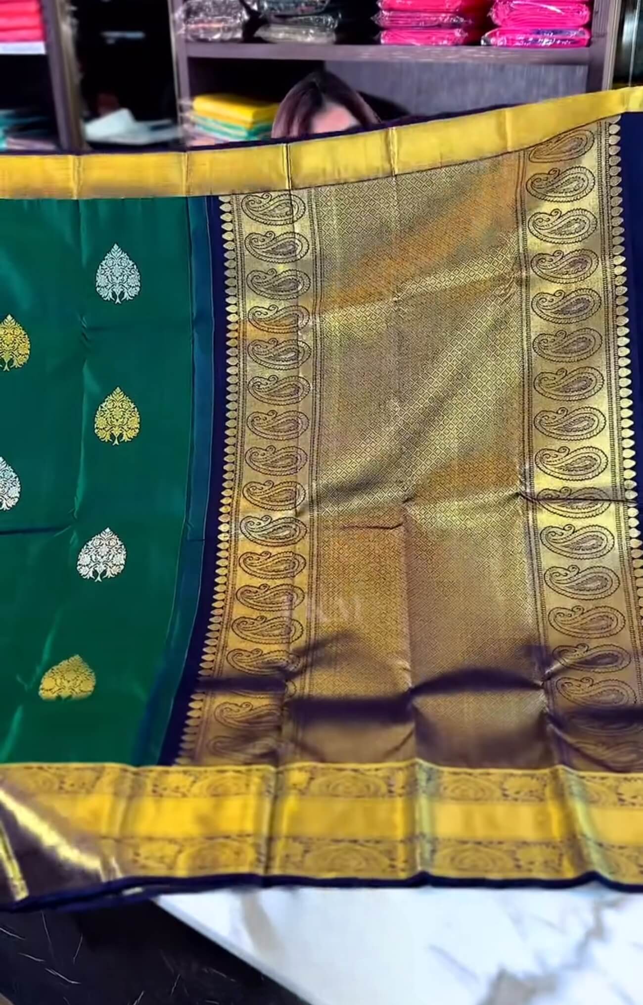 Forbearance Dark Green Soft Banarasi Silk Saree With Palimpsest Blouse Piece