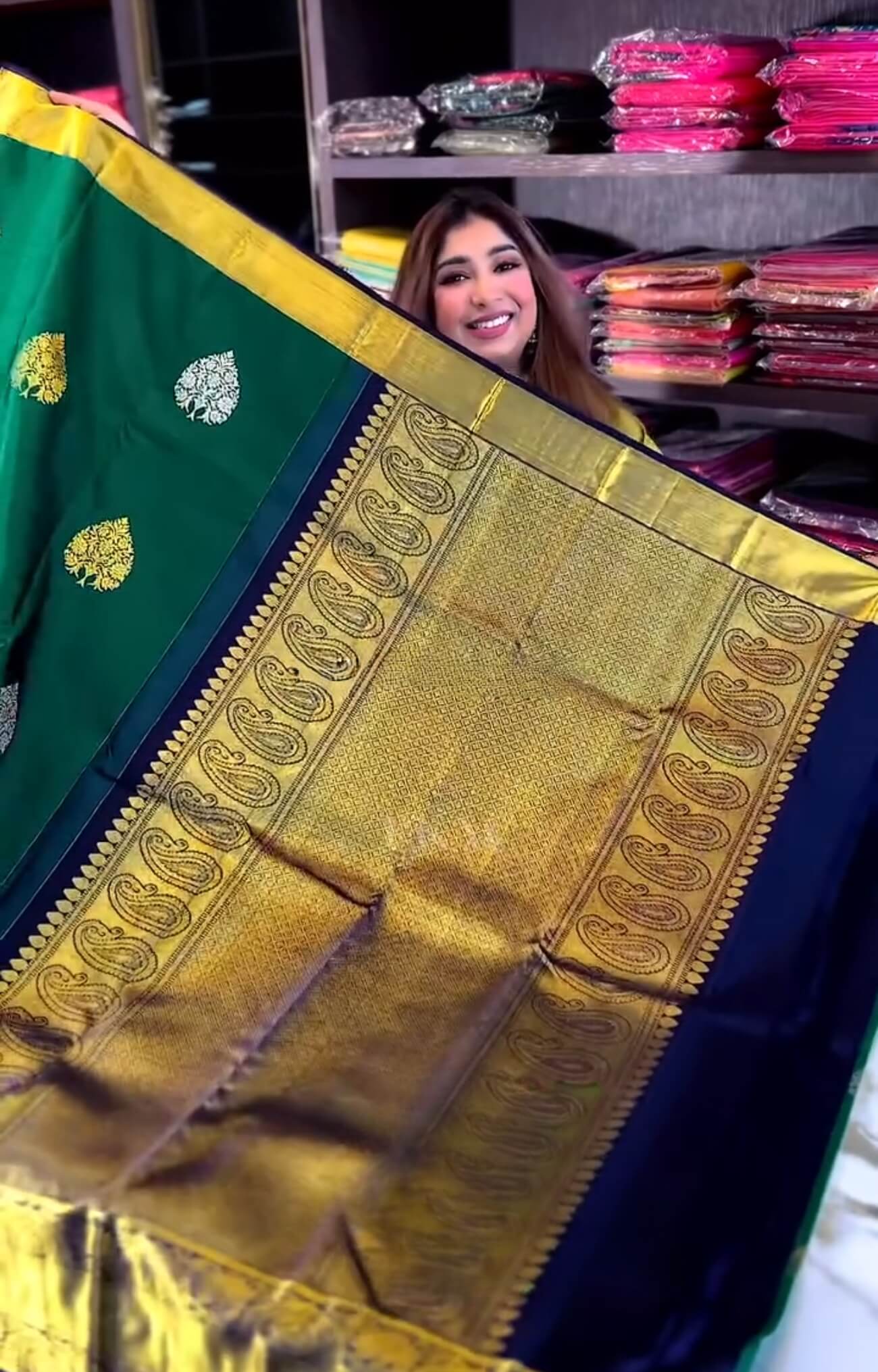 Forbearance Dark Green Soft Banarasi Silk Saree With Palimpsest Blouse Piece