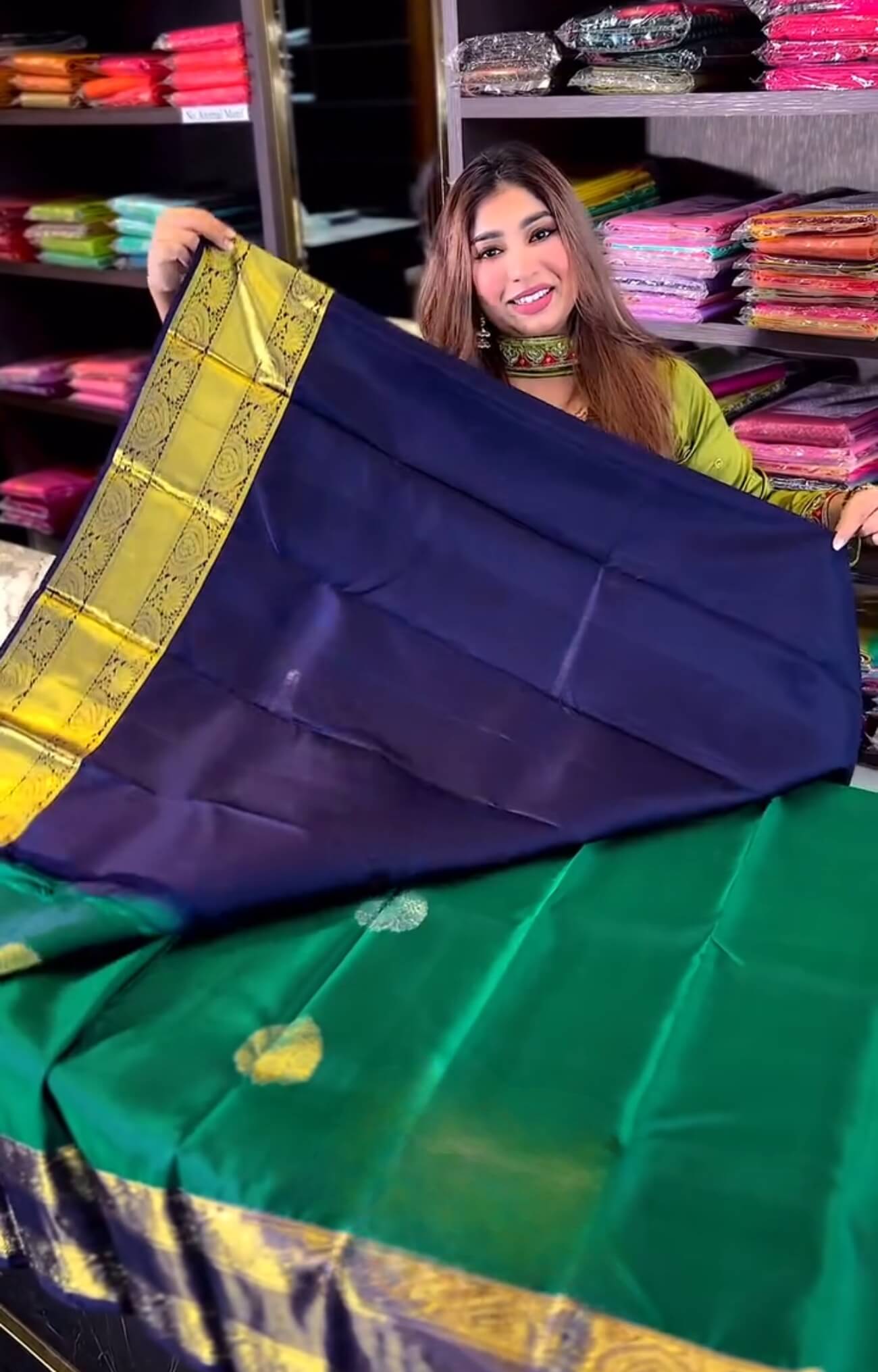 Forbearance Dark Green Soft Banarasi Silk Saree With Palimpsest Blouse Piece