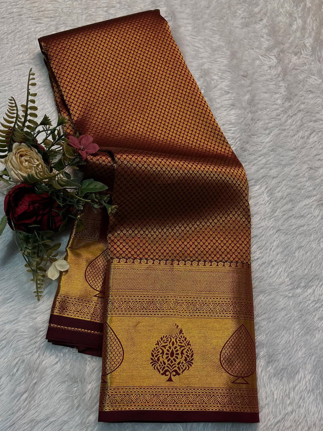 Super classy Wine Soft Banarasi Silk Saree With Comely Blouse Piece