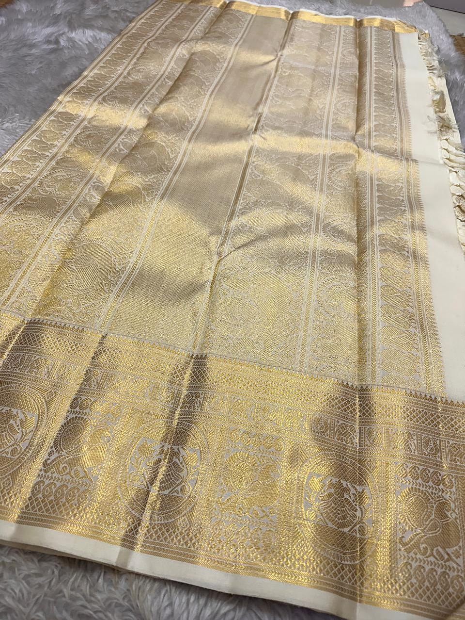 Murmurous Beige Soft Banarasi Silk Saree With Lassitude Blouse Piece