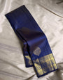Adorning Navy Blue Soft Banarasi Silk Saree With Resplendent Blouse Piece