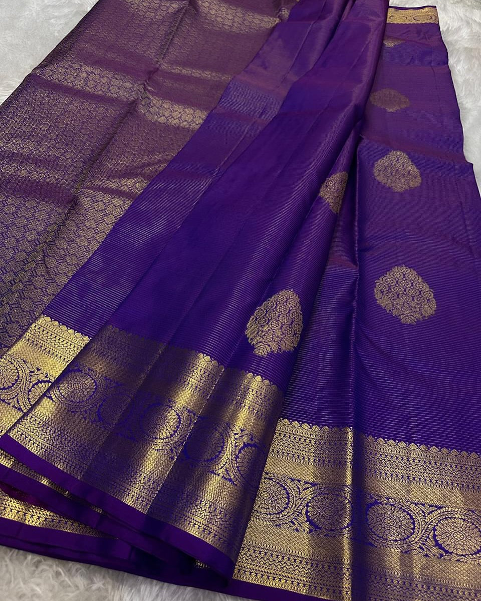 Panoply Purple Soft Banarasi Silk Saree With Radiant Blouse Piece