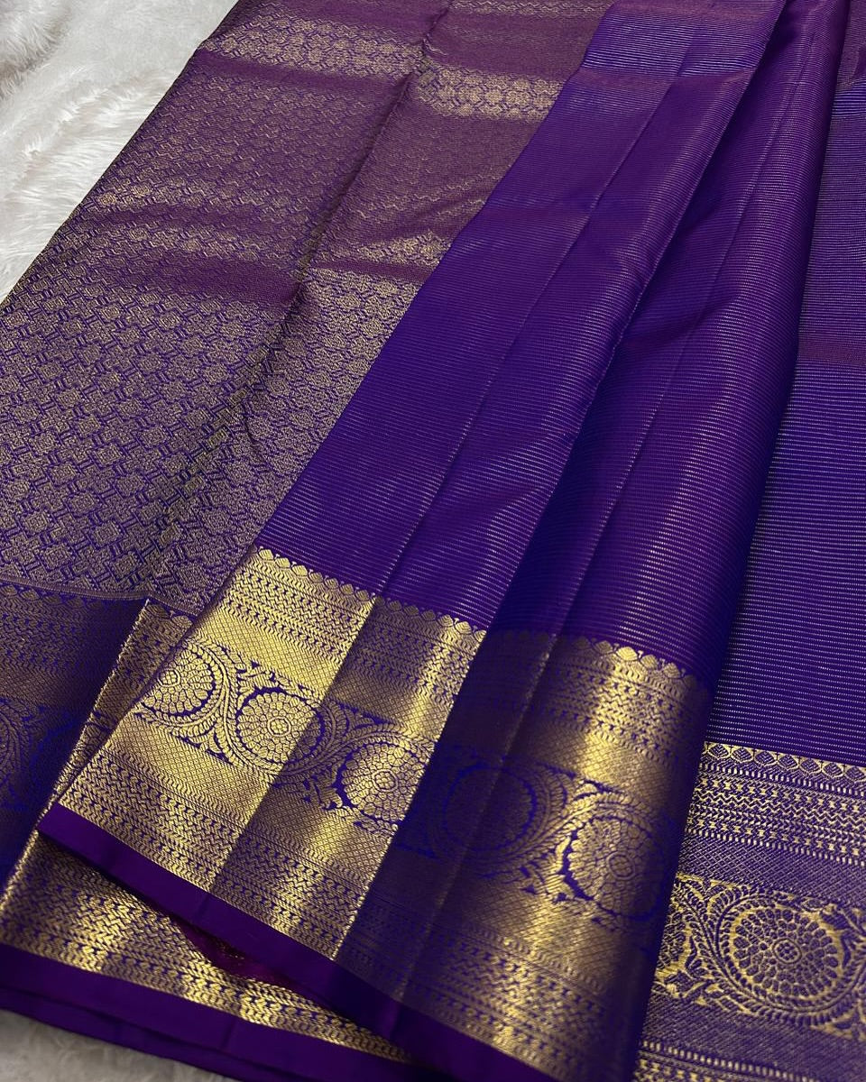 Panoply Purple Soft Banarasi Silk Saree With Radiant Blouse Piece