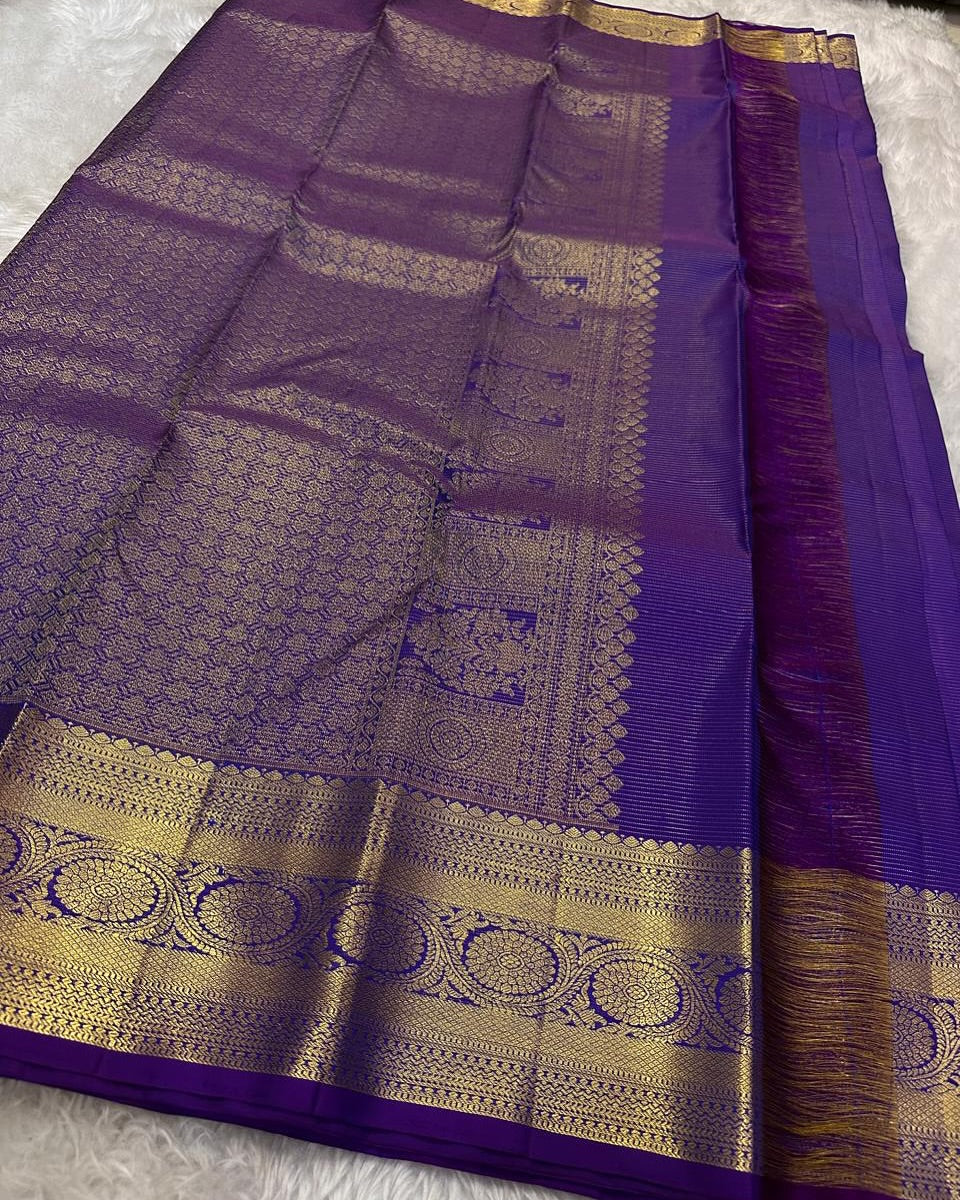 Panoply Purple Soft Banarasi Silk Saree With Radiant Blouse Piece