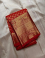 Trendy Red Soft Banarasi Silk Saree With Sonorous Blouse Piece