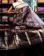 Imbrication Wine Soft Banarasi Silk Saree With Surpassing Blouse Piece
