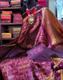Elegant Purple Soft Banarasi Silk Saree With Nectarous Blouse Piece