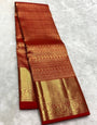 Surreptitious Red Soft Banarasi Silk Saree With Dalliance Blouse Piece