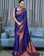 Ideal Blue Soft Silk Saree With Diaphanous Blouse Piece