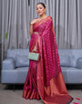 Traditional Dark Pink Soft Silk Saree With Super classy Blouse Piece