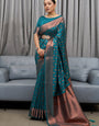 Adoring Rama Soft Silk Saree With Flamboyant Blouse Piece